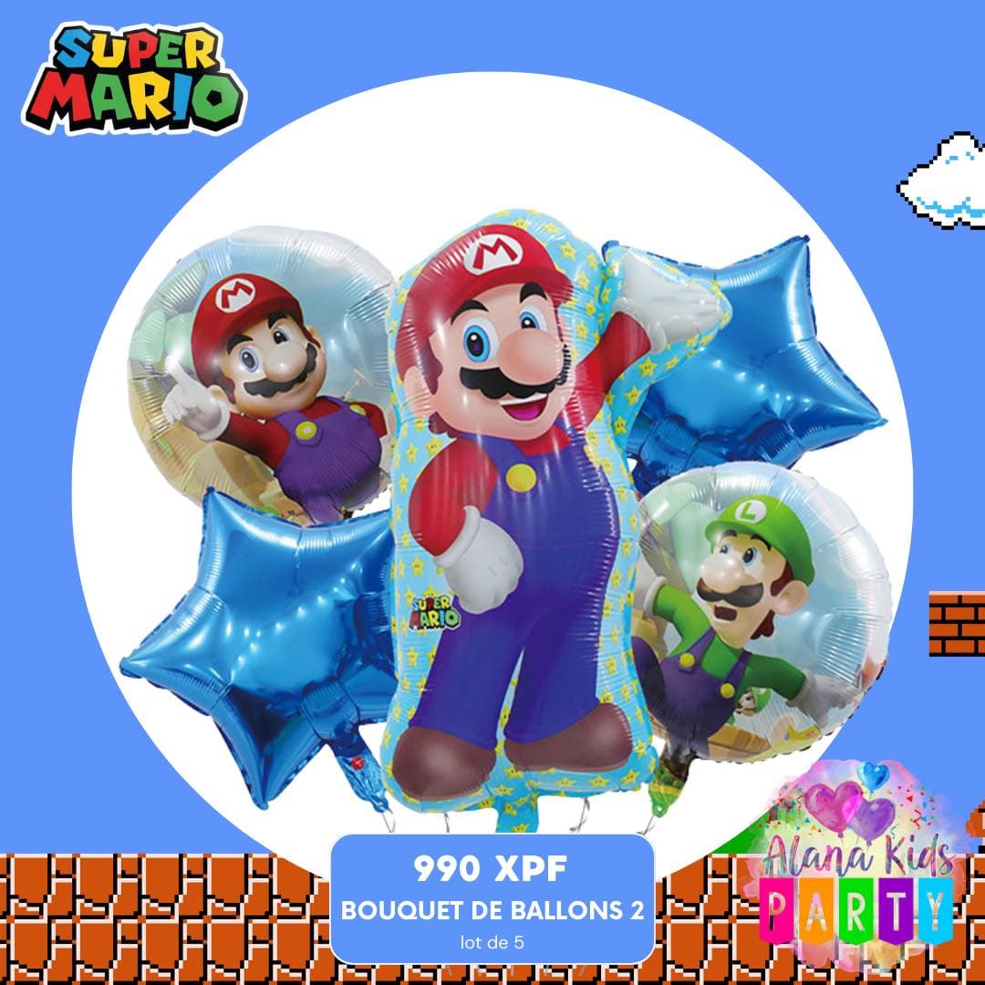 Bouquet de Ballons Super Mario (lot de 5)