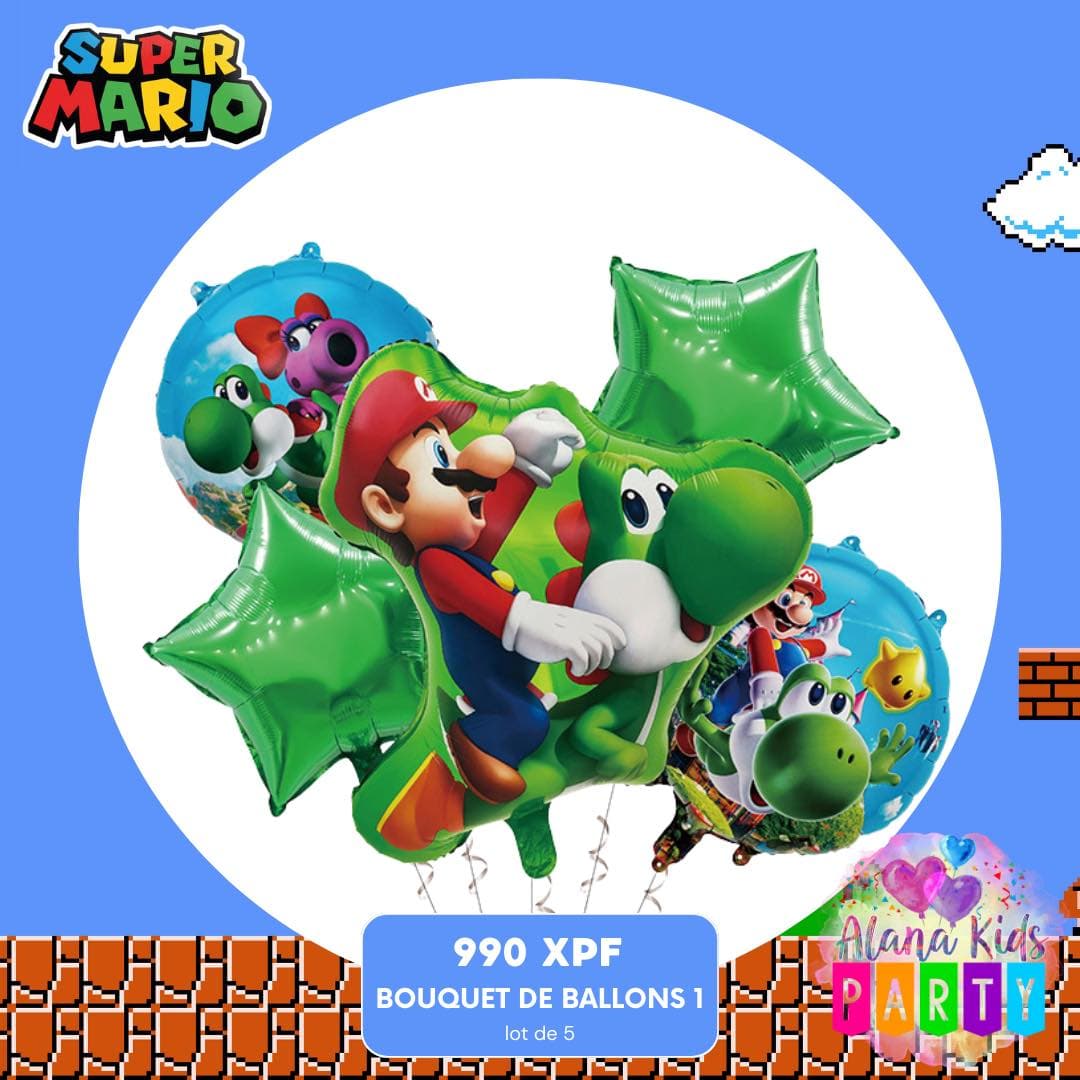 Bouquet de Ballons Super Mario Yoshi (lot de 5)