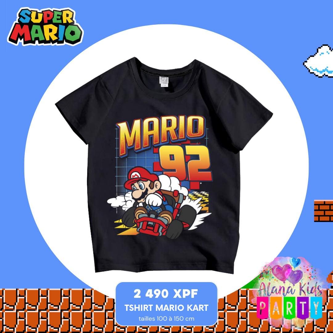 T-Shirt Mario Kart Enfant (tailles 100 à 150 cm)