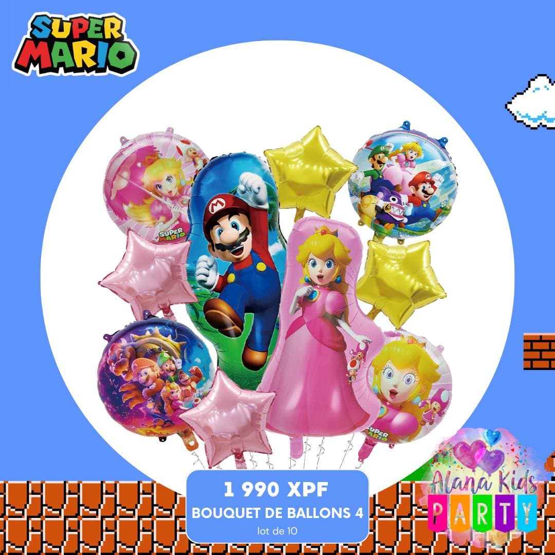 Bouquet de Ballons Super Mario Peach (lot de 10)