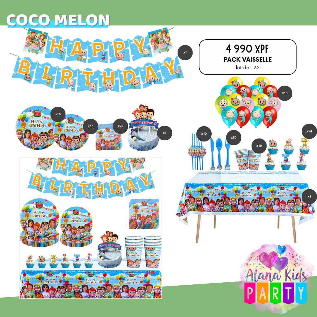 Pack Vaisselle Coco Melon (lot de 132)