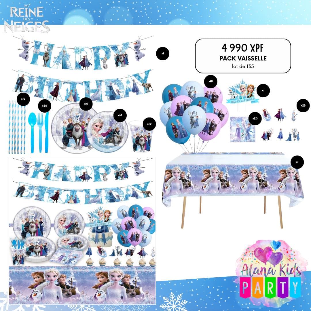 Pack Vaisselle Reine des Neiges (lot de 135)