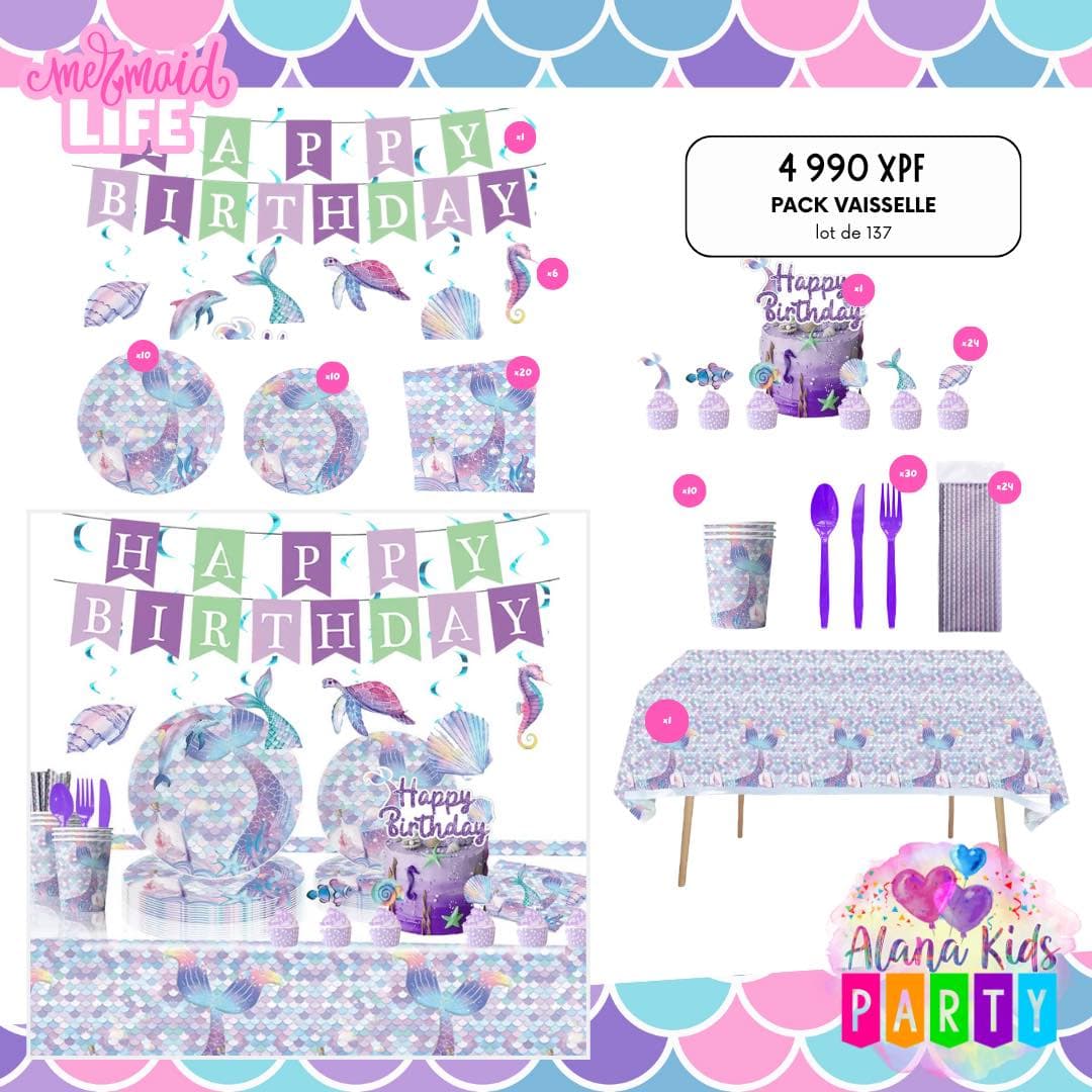 Pack Vaisselle Sirène (lot de 137)