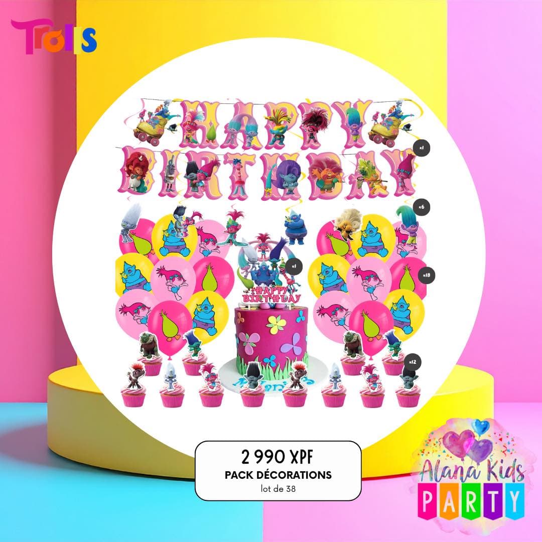 Pack Décorations Trolls (lot de 38)