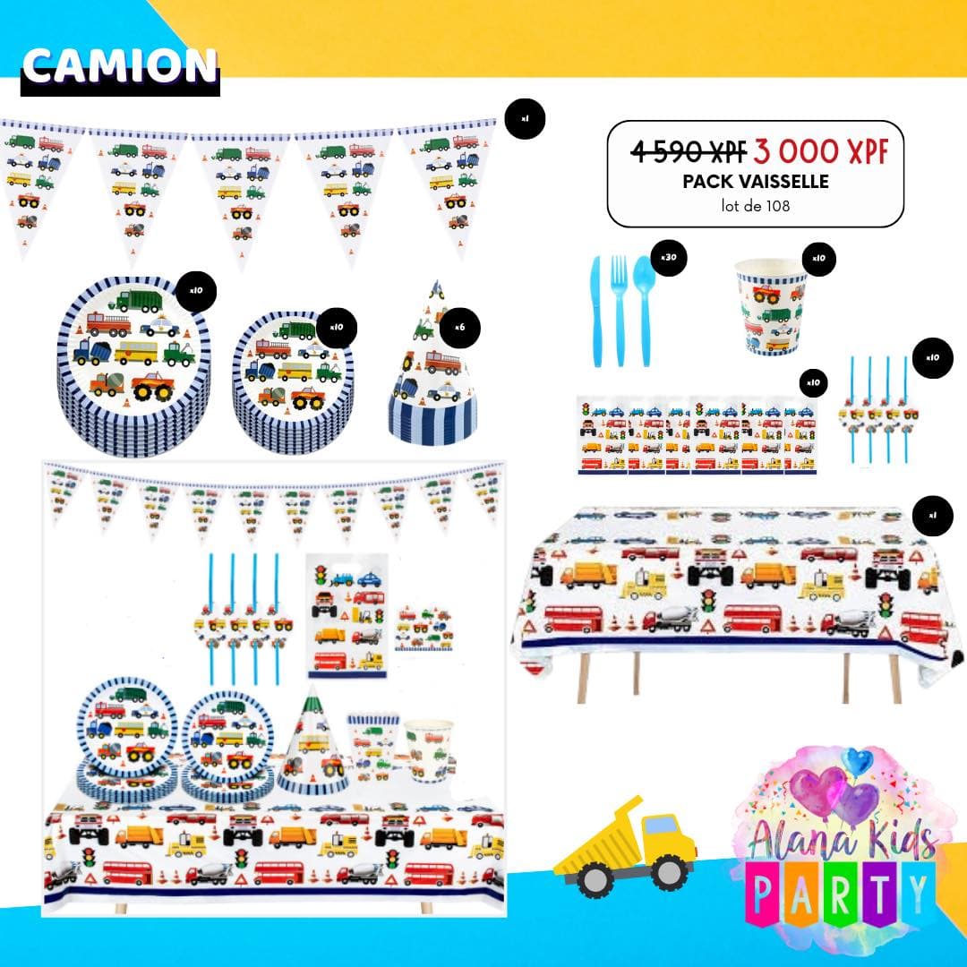 Pack Vaisselle Camion (lot de 108)