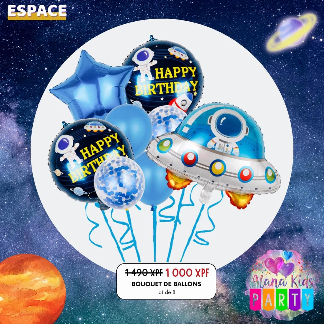 Bouquet de Ballons Espace OVNI (lot de 8)