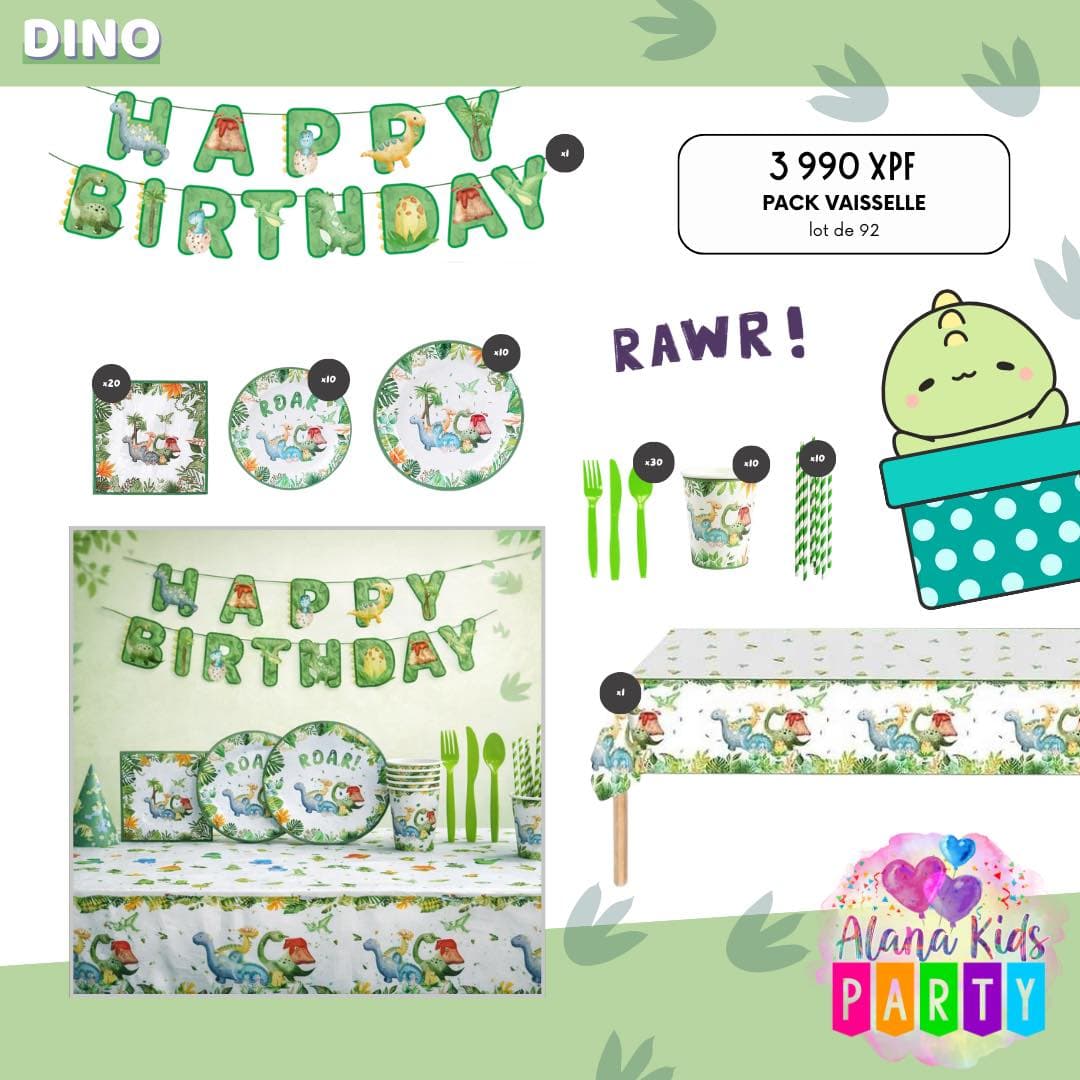 Pack Vaisselle Dino (lot de 92)