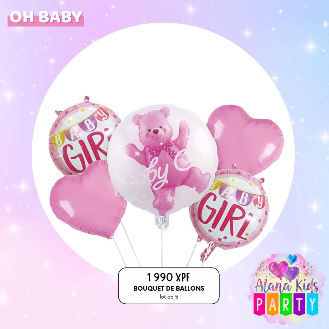 Bouquet de Ballons Oh Baby Girl (lot de 5)