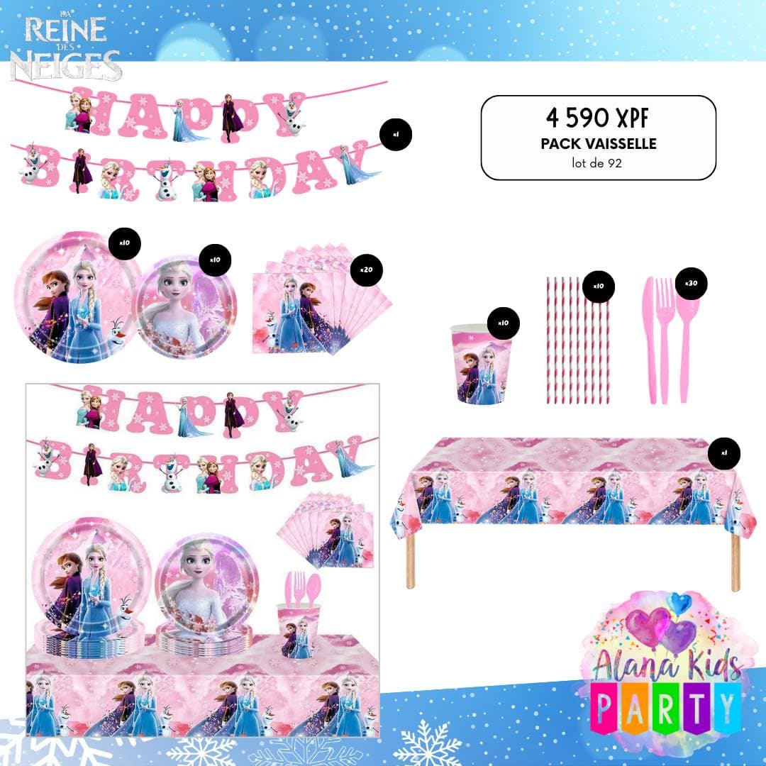 Pack Vaisselle Reine des Neiges Rose (lot de 92)